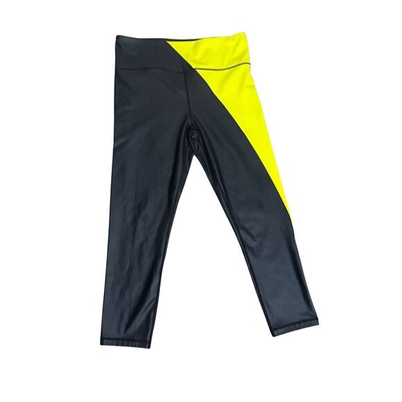 Zyia Active Women's Metallic Light N Tight Leggings Black Yellow Size 16-18 - Picture 2 of 5